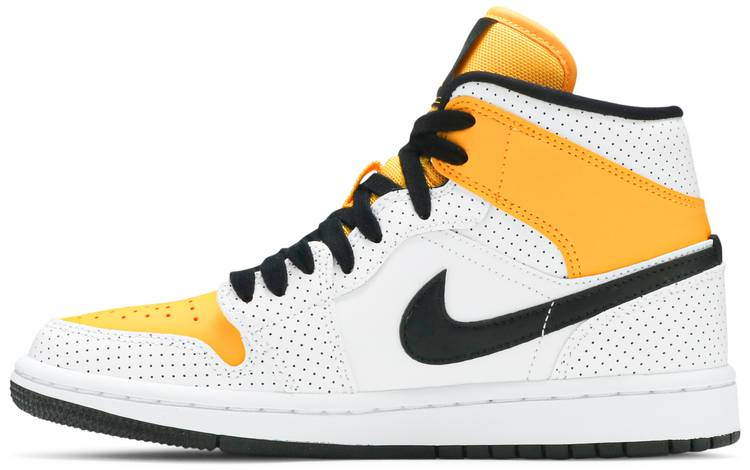 Wmns Air Jordan 1 Mid 'Perforated - White University Gold' BQ6472-107