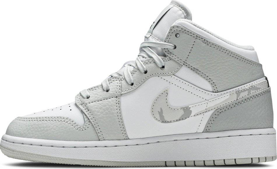 Air Jordan 1 Mid SE GS 'Swoosh Logo-Grey Camo' DD3235-100