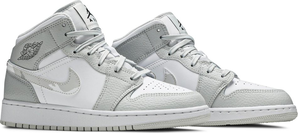 Air Jordan 1 Mid SE GS 'Swoosh Logo-Grey Camo' DD3235-100