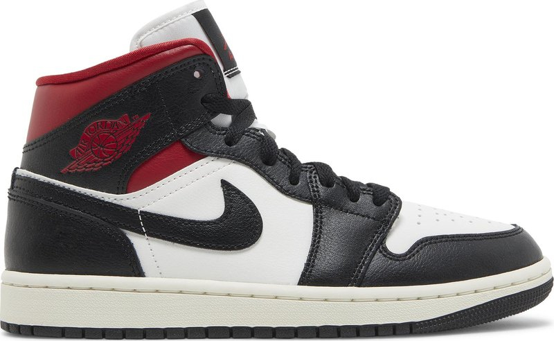 Wmns Air Jordan 1 Mid 'Black Sail Gym Red' BQ6472-061