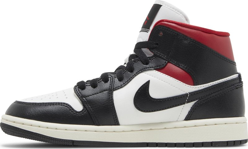 Wmns Air Jordan 1 Mid 'Black Sail Gym Red' BQ6472-061