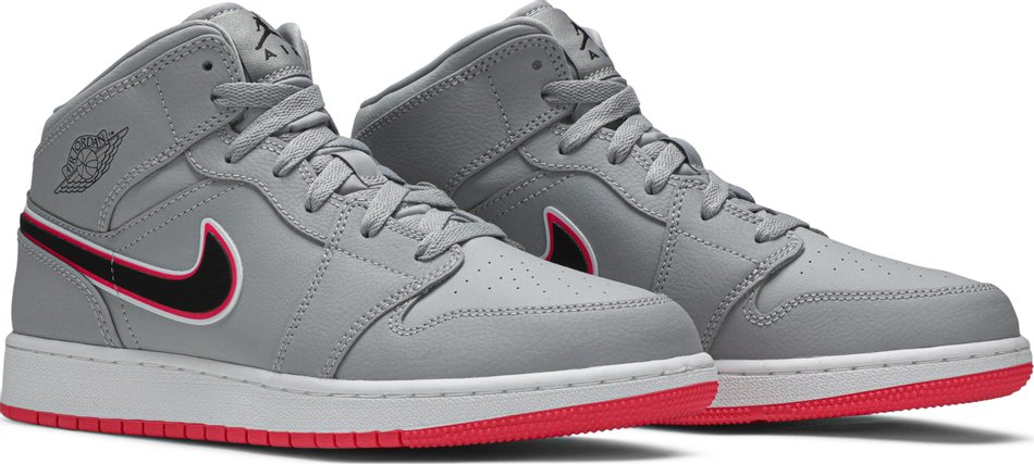 Air Jordan 1 Mid GS 'Wolf Grey Pink' 555112-060